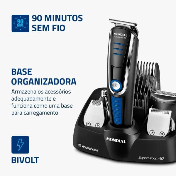 Aparador de Pelos Super Groom 10 Mondial 6W Bivolt  BG-03 banner