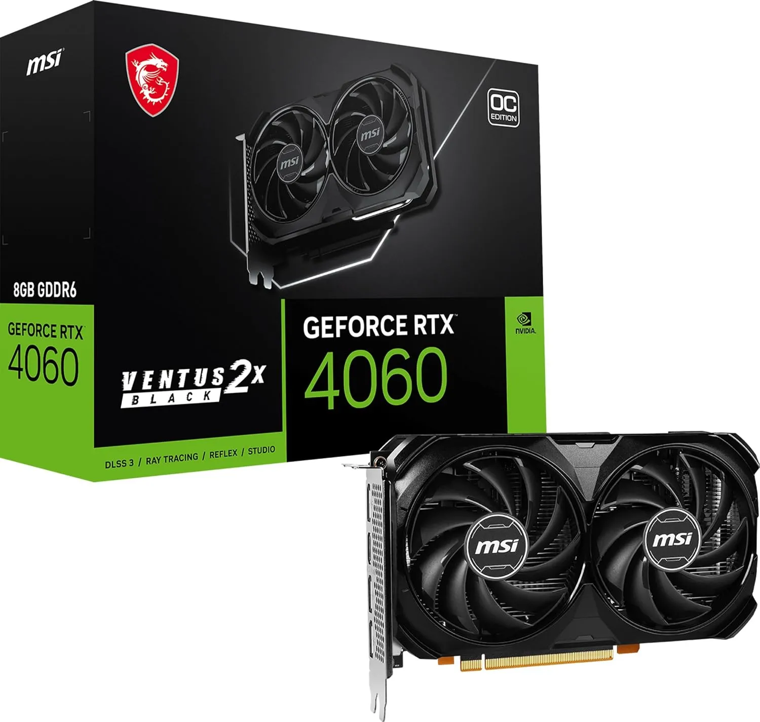Placa de Vídeo MSI GeForce RTX 4060 Ventus 2X OC 8GB